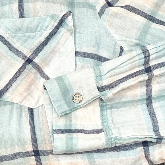 Tribal Jeans Button Blouse Top Small Plaid Front Floral Back - Picture 3 of 6